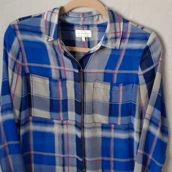 Lucky Brand Sheer Plaid Blouse - Picture 4 of 5